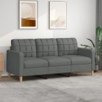 Canapea cu 3 locuri, gri închis, 180 cm, material textil GartenMobel Dekor