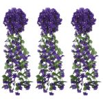 Ghirlande de flori artificiale, 3 buc., violet închis, 85 cm GartenMobel Dekor