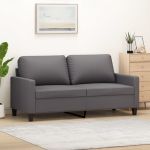 Canapea cu 2 locuri, gri, 140 cm, piele ecologică GartenMobel Dekor