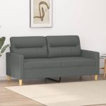 Canapea cu 2 locuri, gri închis, 140 cm, material textil GartenMobel Dekor