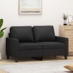 Canapea cu 2 locuri, negru, 120 cm, piele ecologică GartenMobel Dekor