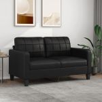 Canapea cu 2 locuri, negru, 140 cm, piele ecologică GartenMobel Dekor