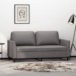 Canapea cu 2 locuri, gri, 140 cm, piele ecologică GartenMobel Dekor