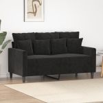 Canapea cu 2 locuri, negru, 120 cm, catifea GartenMobel Dekor