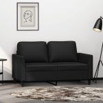 Canapea cu 2 locuri, negru, 120 cm, piele ecologică GartenMobel Dekor