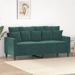 Canapea cu 2 locuri, verde închis, 140 cm, catifea GartenMobel Dekor