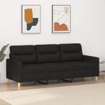 Canapea cu 3 locuri, negru, 180 cm, material textil GartenMobel Dekor