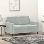 Canapea cu 2 locuri, gri deschis, 120 cm, catifea GartenMobel Dekor
