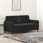 Canapea cu 2 locuri, negru, 140 cm, catifea GartenMobel Dekor