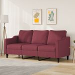 Canapea cu 3 locuri, roșu vin, 180 cm, material textil GartenMobel Dekor