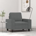 Fotoliu canapea, gri închis, 60 cm, material textil GartenMobel Dekor
