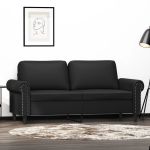 Canapea cu 2 locuri, negru, 140 cm, piele ecologică GartenMobel Dekor