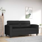 Canapea cu 2 locuri, negru, 140 cm, țesătură microfibră GartenMobel Dekor