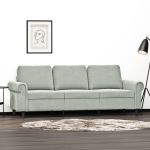 Canapea cu 3 locuri, gri deschis, material 180CM catifea GartenMobel Dekor