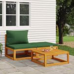 Set mobilier de grădină cu perne, 3 piese, lemn masiv acacia GartenMobel Dekor