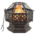 Vatră de foc rustică, cu vătrai, 62x54x56 cm oțel, XXL GartenMobel Dekor