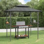 Foișor grătar cu rafturi laterale, antracit 240x150x243 cm oțel GartenMobel Dekor