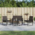 Set mobilier de grădină cu perne, 5 piese, maro, PP ratan GartenMobel Dekor
