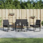 Set mobilier de grădină cu perne, 5 piese, negru, PP ratan GartenMobel Dekor