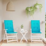 Perne de scaun spătar înalt, 2 buc., turcoaz, textil GartenMobel Dekor
