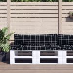 Perne pentru paleți, 2 buc, negru, model carouri, textil oxford GartenMobel Dekor