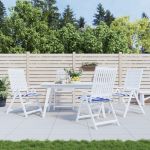 Perne scaun grădină 4 buc dungi albastru&alb 50x50x3 cm, textil GartenMobel Dekor