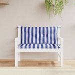 Perne bancă grădină, 2 buc., albastru&alb, 100x50x7 cm, textil GartenMobel Dekor