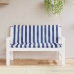 Perne bancă grădină, 2 buc., albastru&alb, 120x50x7 cm, textil GartenMobel Dekor