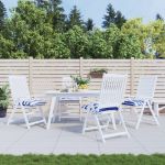 Perne de scaun, 4 buc., albastru&alb, 50x50x7 cm, textil oxford GartenMobel Dekor