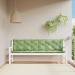 Perne bancă de grădină, 2 buc, 200x50x7cm, model frunze, textil GartenMobel Dekor
