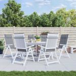 Perne scaun cu spătar înalt 6 buc, gri, țesătură Oxford GartenMobel Dekor