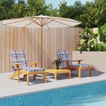 Perne scaun de terasă, 2 buc, gri, carouri, textil Oxford GartenMobel Dekor