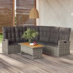 Set mobilier de grădină cu perne, 2 piese, gri, poliratan GartenMobel Dekor