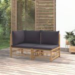 Set mobilier de grădină cu perne gri închis, 2 piese, bambus GartenMobel Dekor