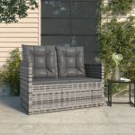 Bancă de grădină cu perne, gri, 105 cm, poliratan GartenMobel Dekor