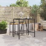 Masă de bar cu blat din sticlă, negru, 110x70x110 cm, poliratan GartenMobel Dekor
