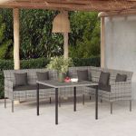 Set mobilier de grădină cu perne, 2 piese, gri, poliratan GartenMobel Dekor