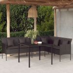Set mobilier de grădină cu perne, 2 piese, negru, poliratan GartenMobel Dekor