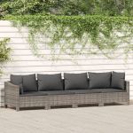 Set mobilier de grădină cu perne, 4 piese, gri, poliratan GartenMobel Dekor