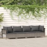 Set mobilier de grădină cu perne, 4 piese, gri, poliratan GartenMobel Dekor