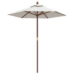 Umbrelă de soare de grădină stâlp din lemn nisipiu 196x231 cm GartenMobel Dekor
