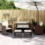 Set mobilier de grădină, 6 piese, cu perne, maro, poliratan GartenMobel Dekor