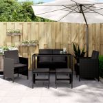 Set mobilier de grădină cu perne, 6 piese, negru, poliratan GartenMobel Dekor