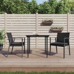 Scaune de grădină cu perne 2 buc. negru 56,5x57x83 cm poliratan GartenMobel Dekor