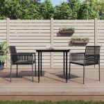 Scaune grădină cu perne 2 buc. negru 54x60,5x83,5 cm poliratan GartenMobel Dekor