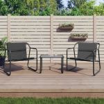 Set mobilier de grădină, cu perne, antracit, 3 piese, oțel GartenMobel Dekor