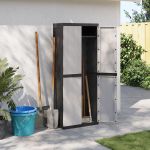Dulap depozitare de exterior, gri și negru, 65x37x165 cm, PP GartenMobel Dekor