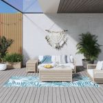 Covor de exterior, acvamarin/alb, 80x250 cm, design reversibil GartenMobel Dekor