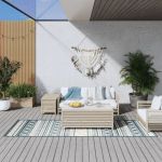 Covor de exterior, acvamarin/alb, 80x250 cm, design reversibil GartenMobel Dekor