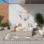 Covor de exterior, maro și alb, 100x200 cm, design reversibil GartenMobel Dekor